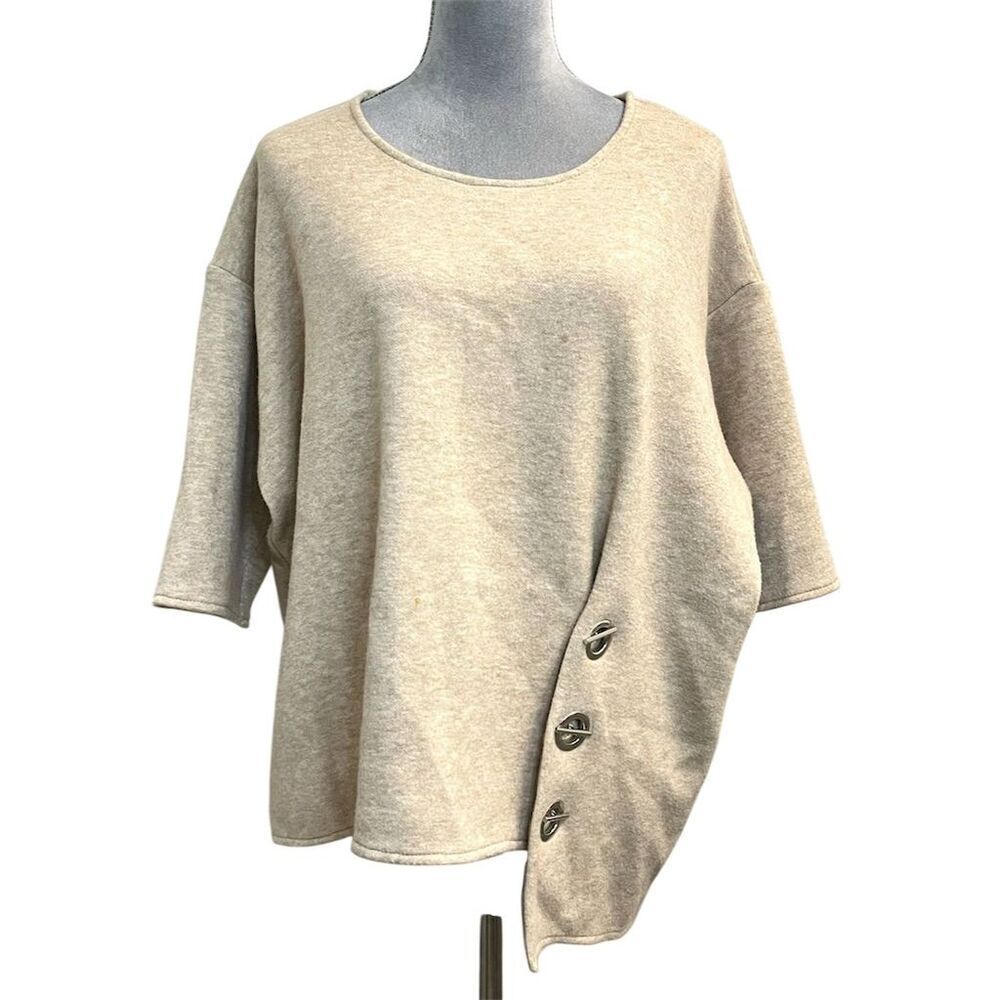 Joseph Ribkoff Women's Beige Asymmetrical Sweater Top 14 Chic Classy Designer